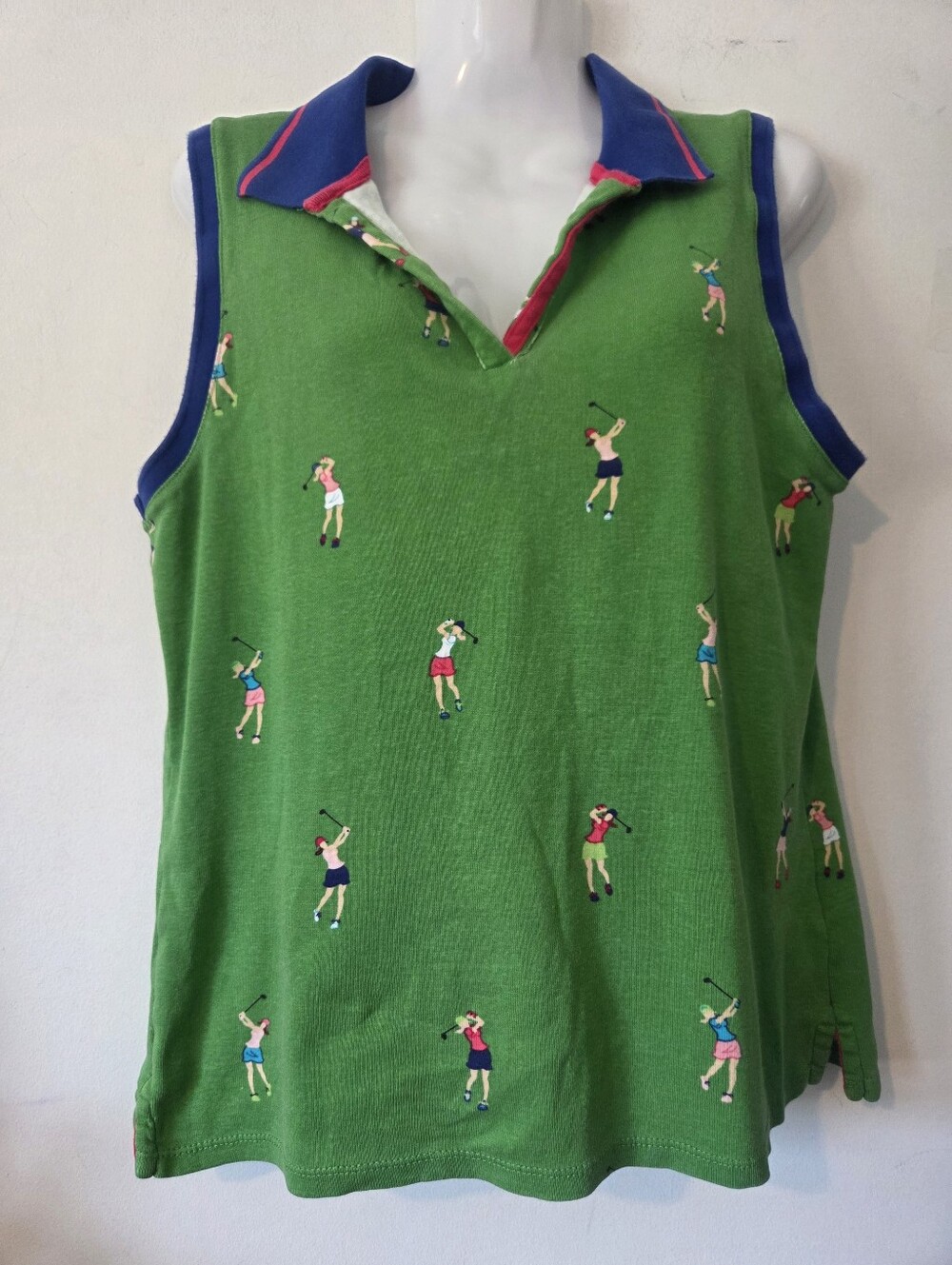 Cute Rafaella  Sleeveless Polo Top with Golf Print